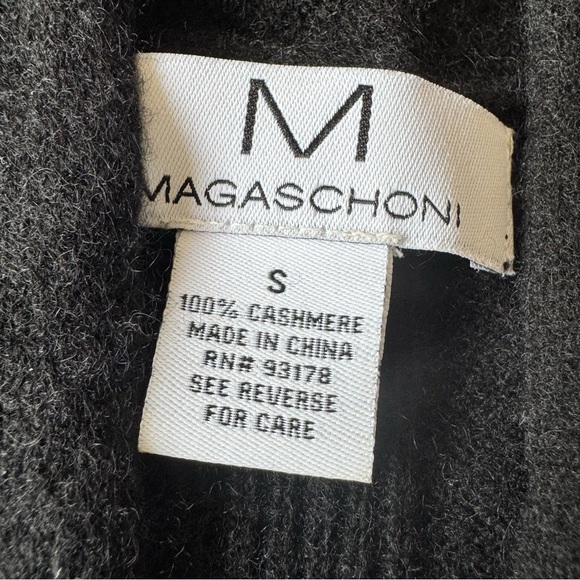 Magaschoni Cashmere Small Cardigan Black Open Long Sleeve Front Pockets - Picture 3 of 6